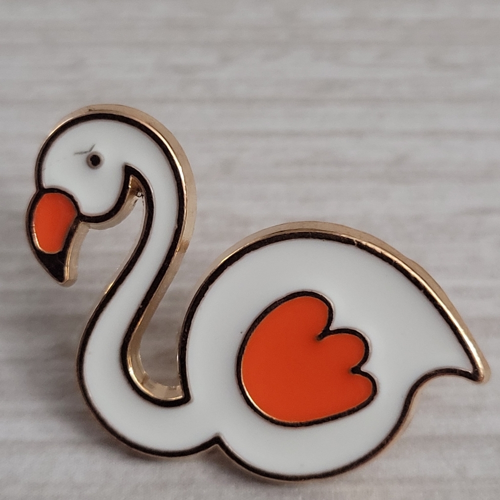 White Flamingo Enamel Pin